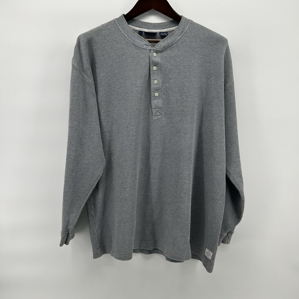 Woolrich Thermal Henley Mens XL Gray Heavy Waffle Knit Rugged Outdoor Camp VTG